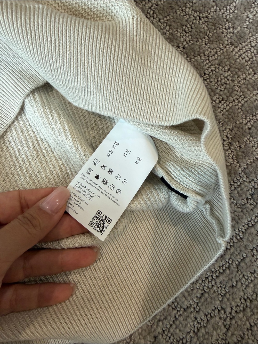 Hugo Boss Cream Short Sleeve Knit Dress Shirt - Picture 4 of 6